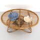 Oval Wicker Coffee Table with Lower Shelf