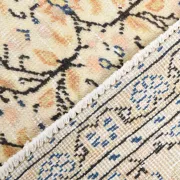 9x13 Vintage Cream Blue Persian Rug, Turkish Handmade Wool Floral Carpet