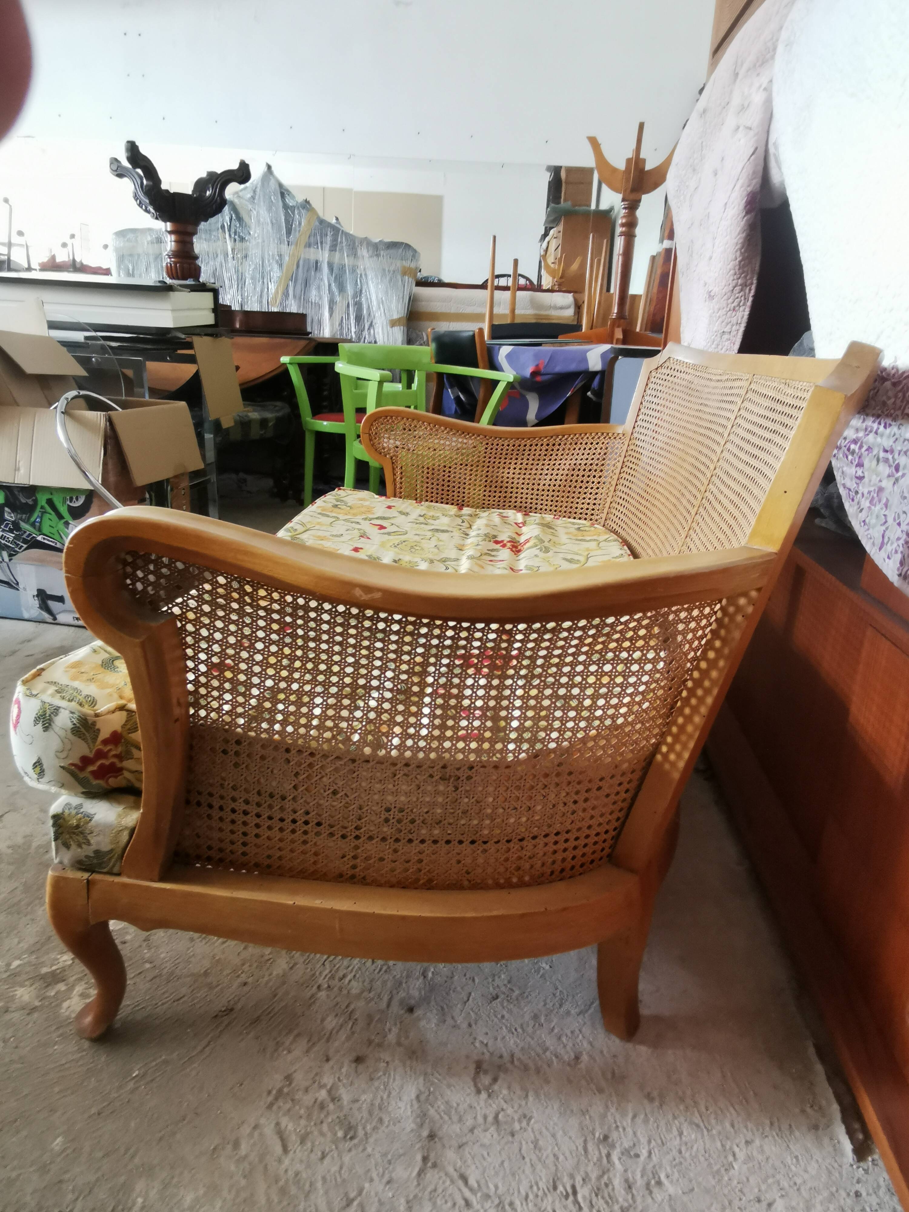 Vintage English sofa in caning