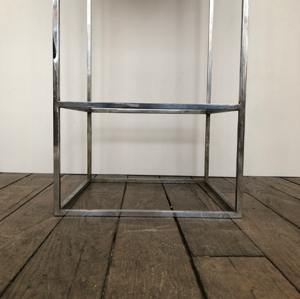 High square chrome steel stool