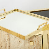 Pair of travertine brass cabinets by Alfredo Freda 1975