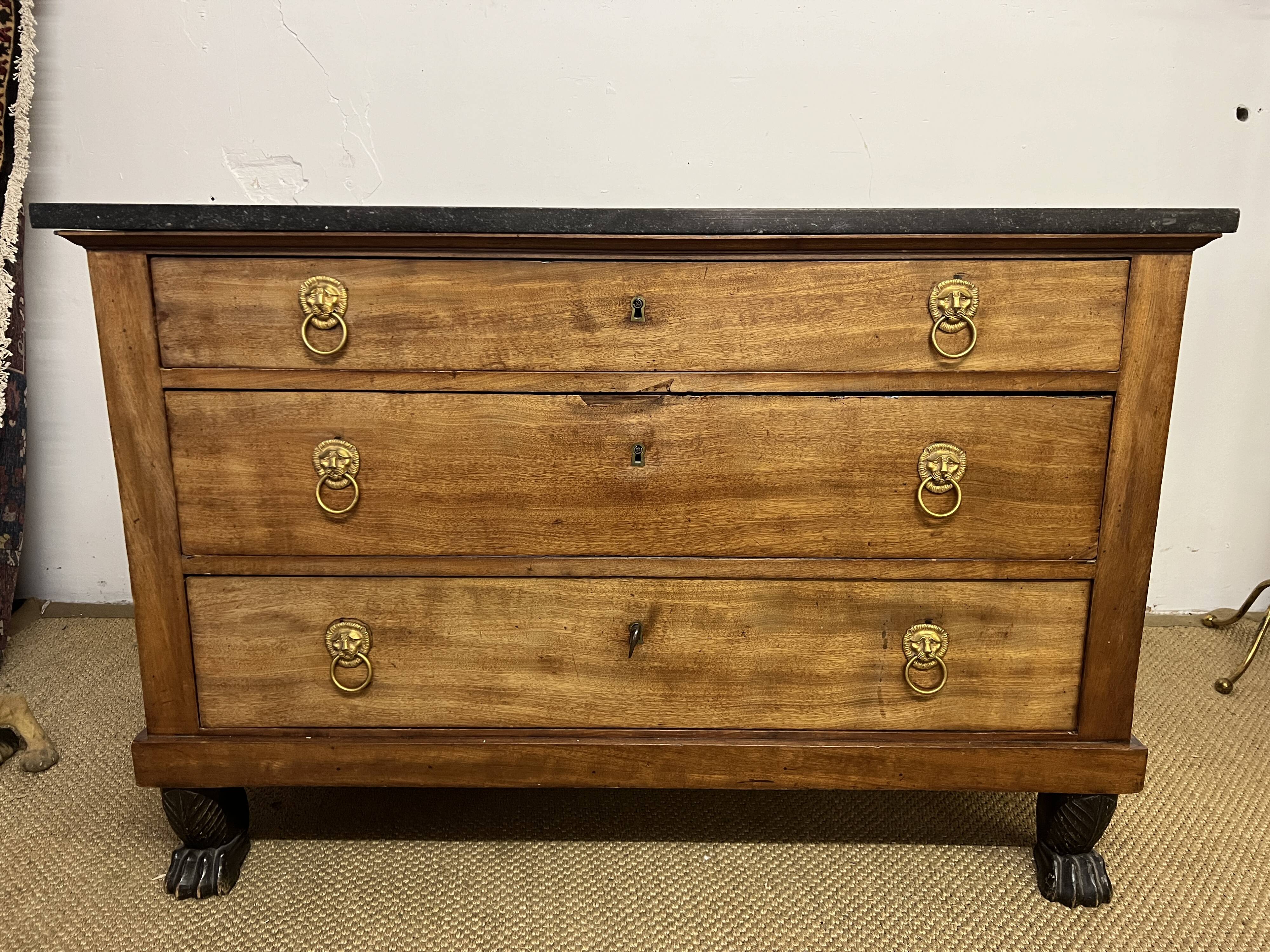 Empire chest of drawers returned from Egypt