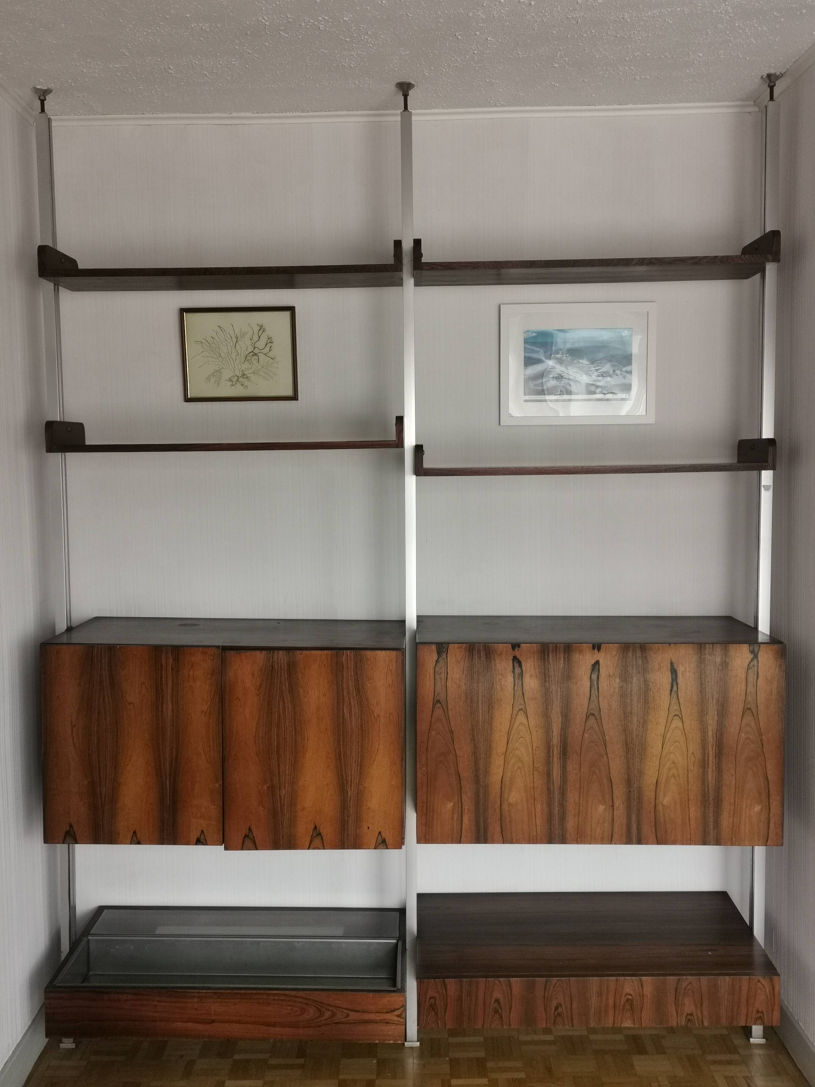 Modular shelves in Rio rosewood