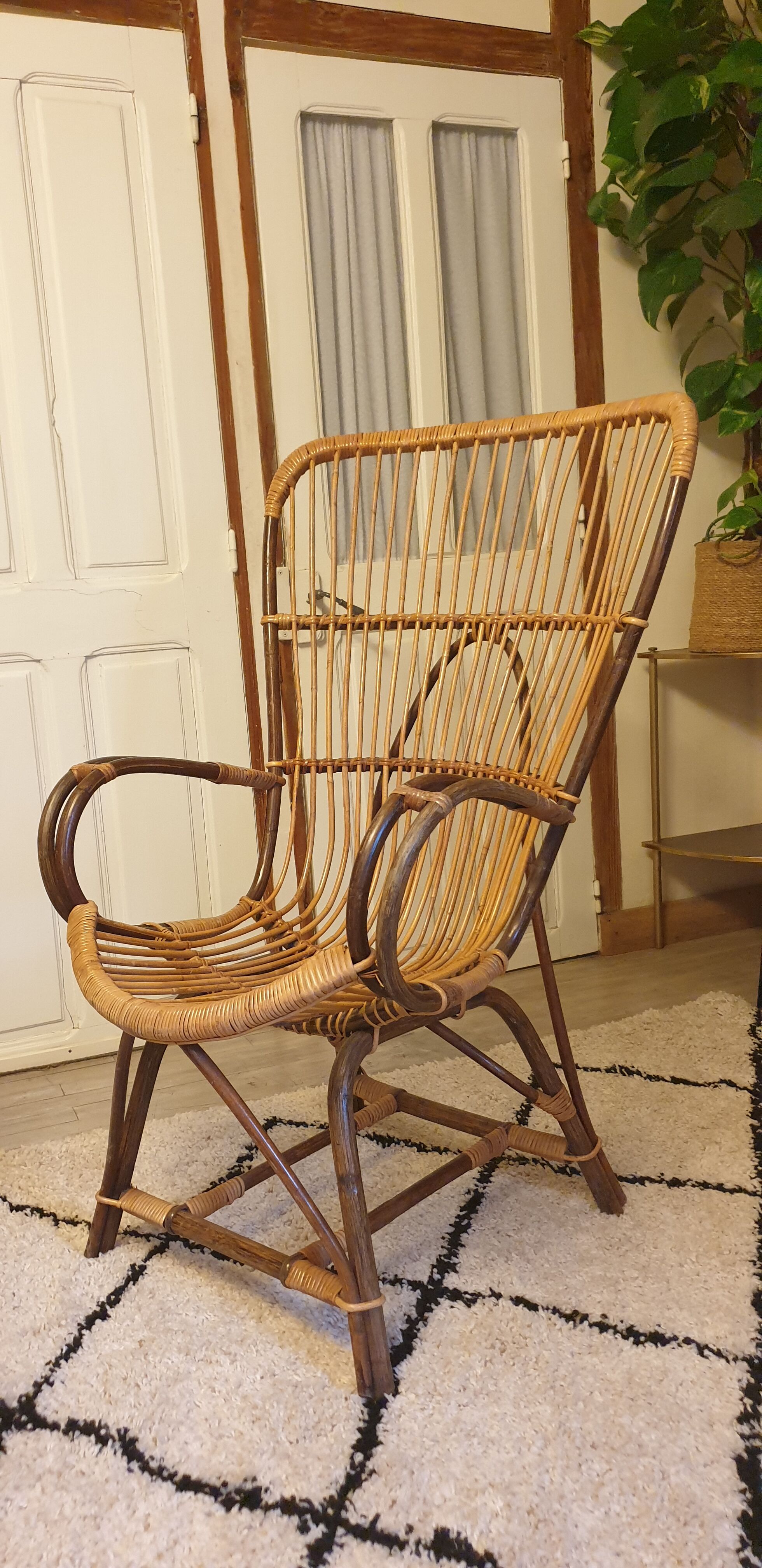 Pair of rattan armchairs