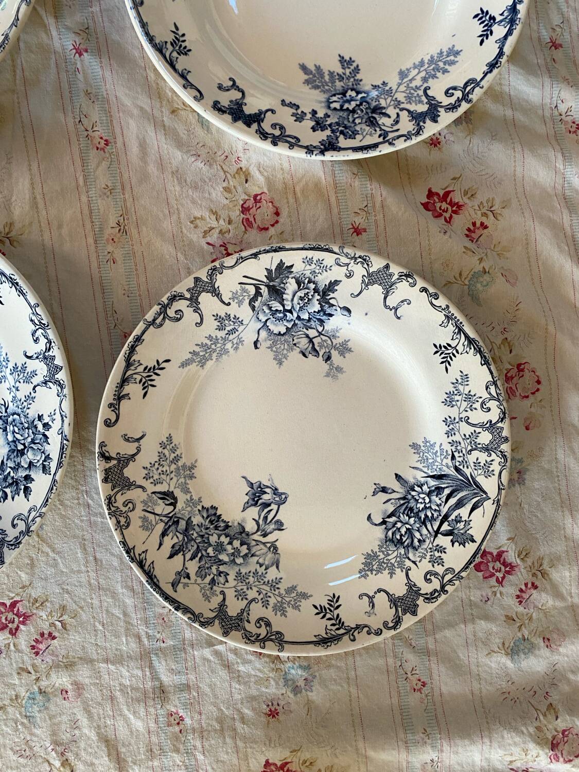 Set of 4 flat ironstone plates by Hippolyte Boulenger