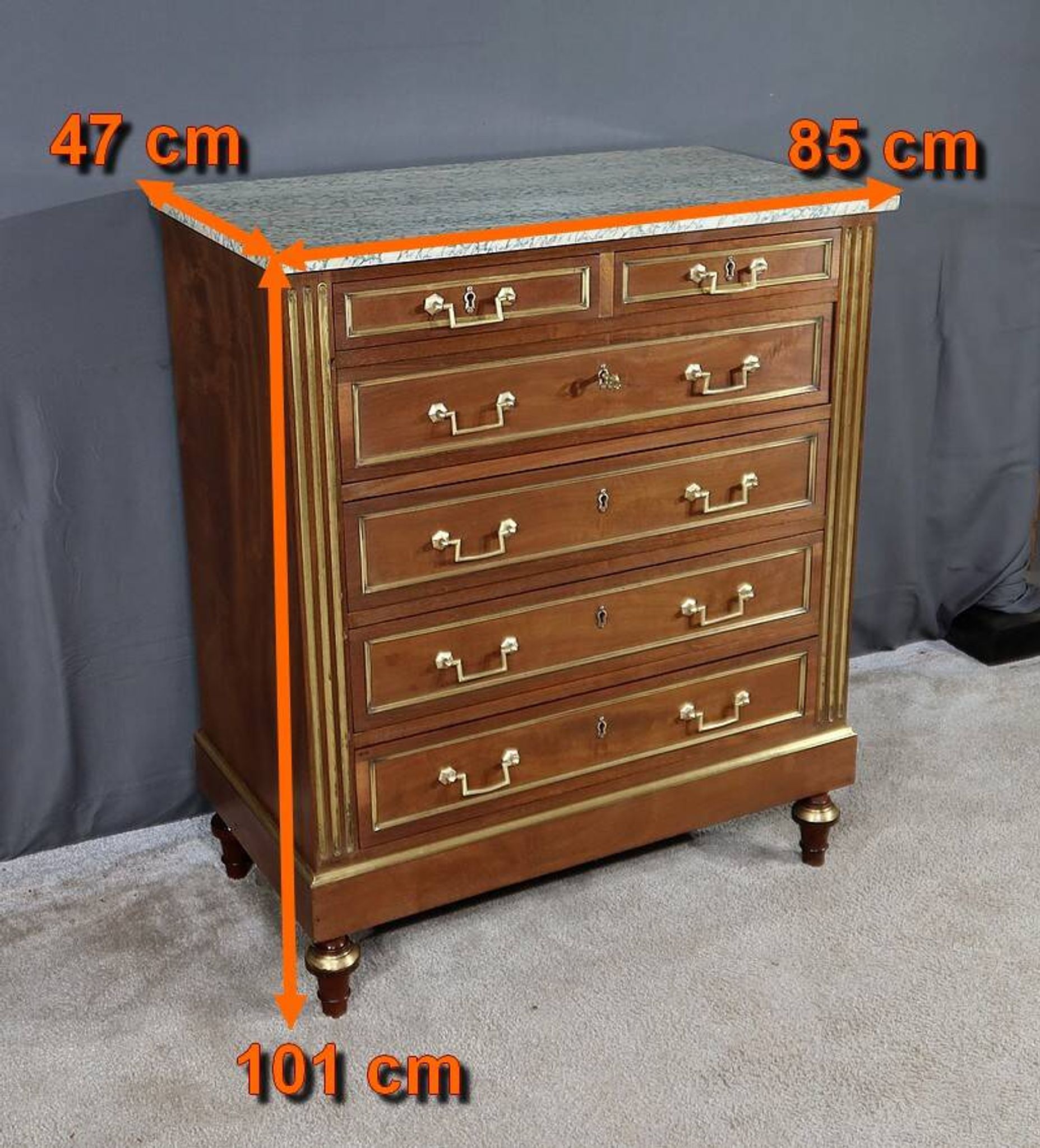 Commode Chiffonnière en Acajou, style Louis XVI – Milieu XXe