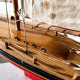 Large wooden basin sailing boat, brand Tirot, navigable antique toy.