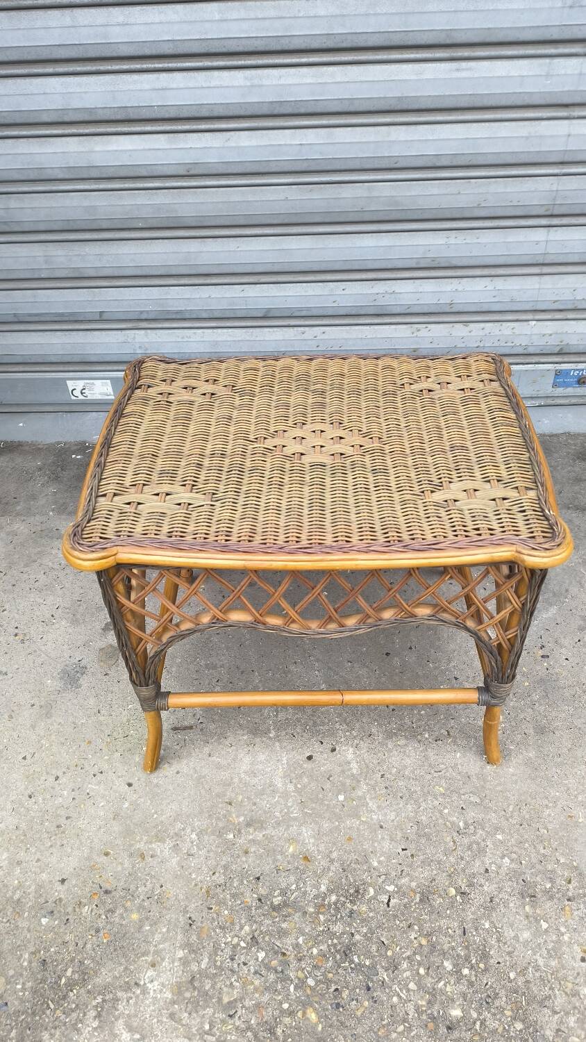 1930s rattan and wicker side table