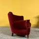 Danish 3 seater velvet curved sofa 1940s