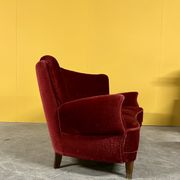 Danish 3 seater velvet curved sofa 1940s