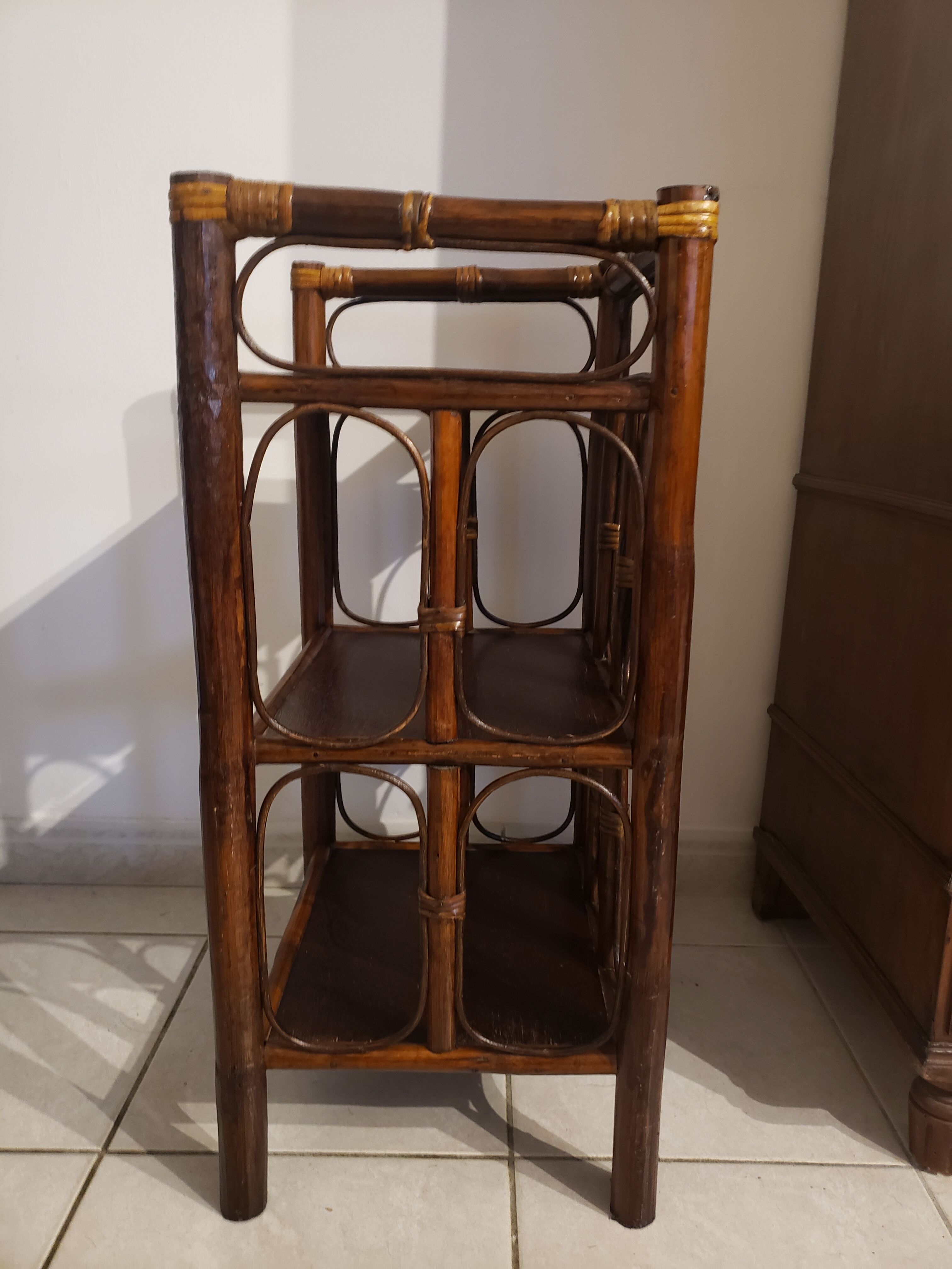 Bamboo and rattan shelf