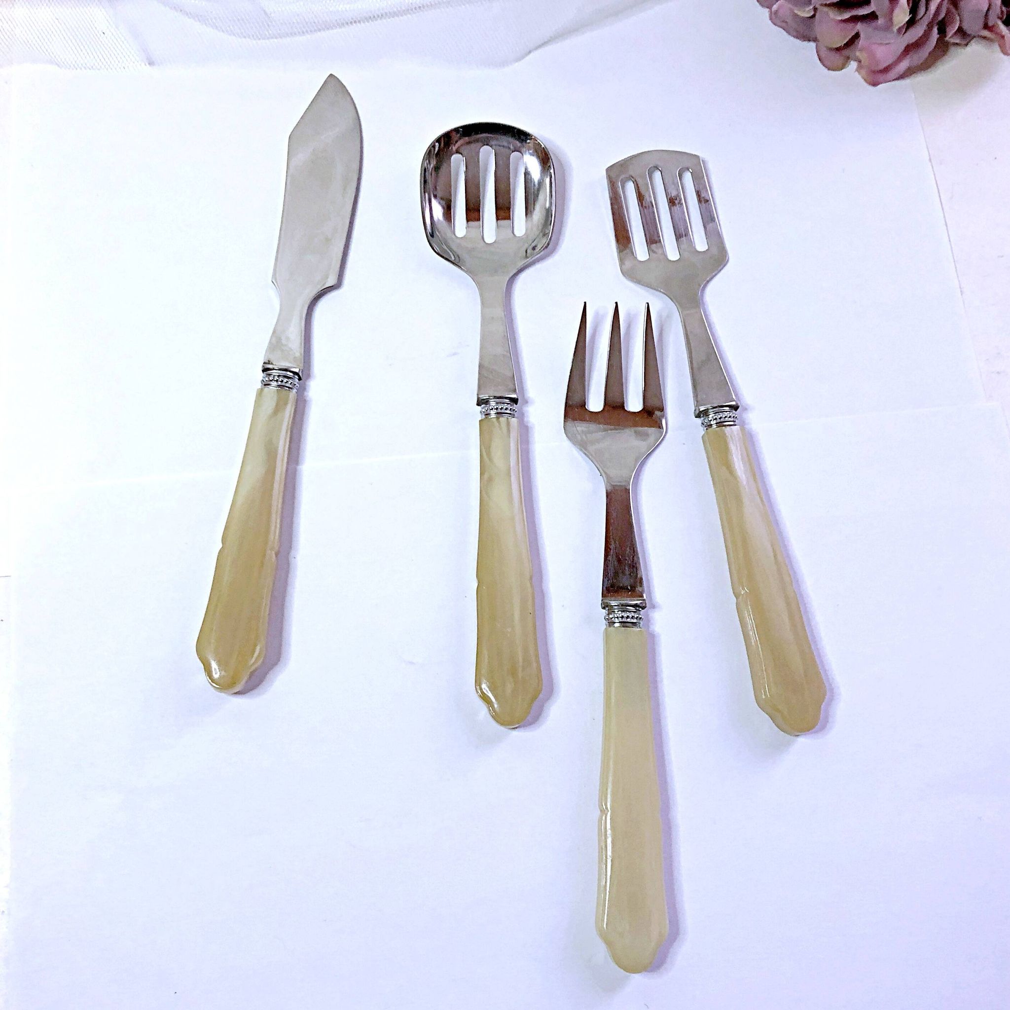 Set of 4 serving cutlery for fish