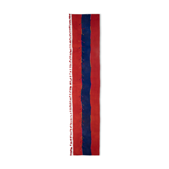 Minimalist Kilim, Red an Blue Perde from Eastern Anatolia, Turkey 3'4'' x 17'7''