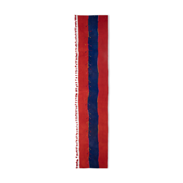 Minimalist Kilim, Red an Blue Perde from Eastern Anatolia, Turkey 3'4'' x 17'7''