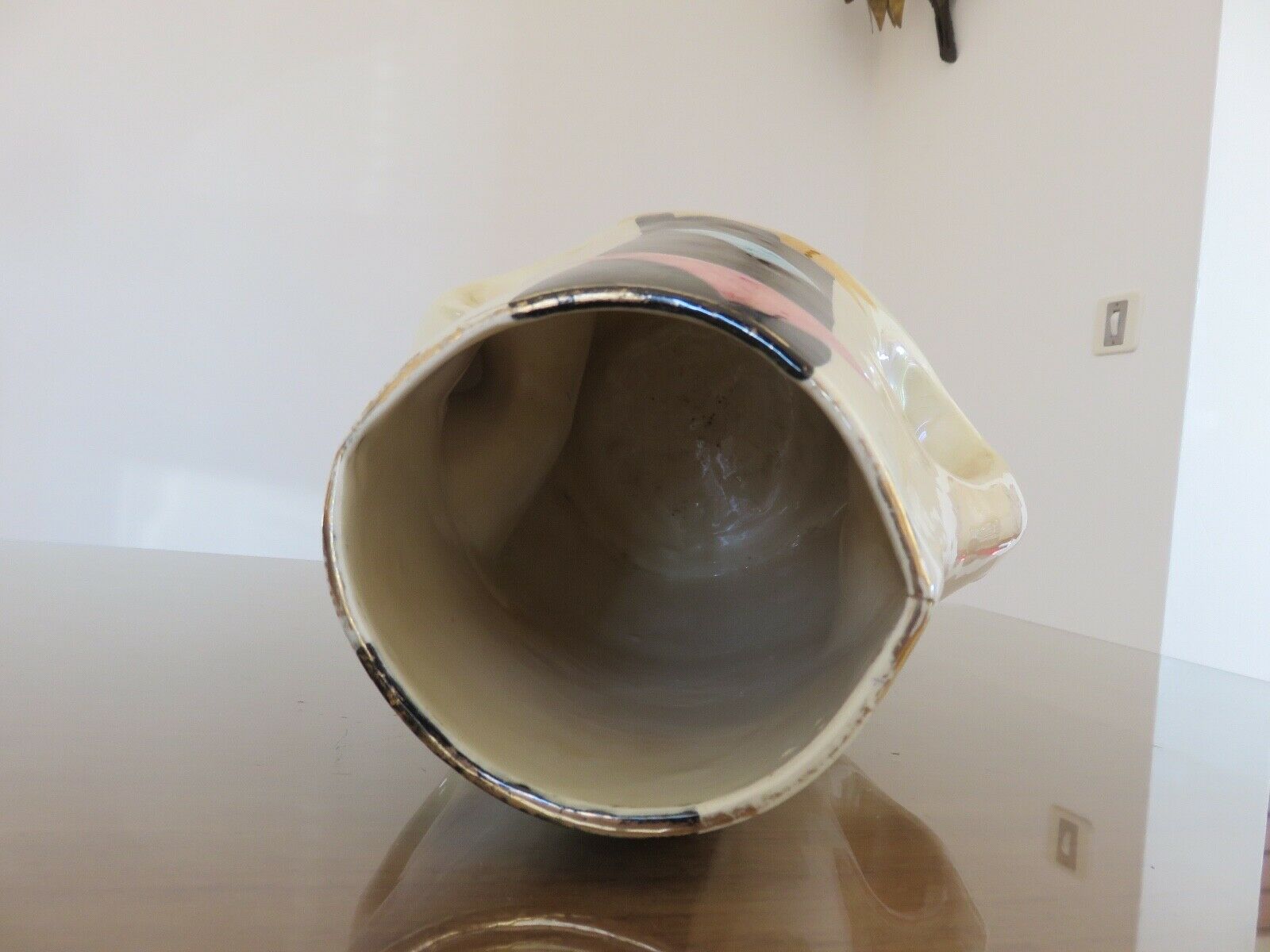 Large free-form vase in iridescent ceramic 60s