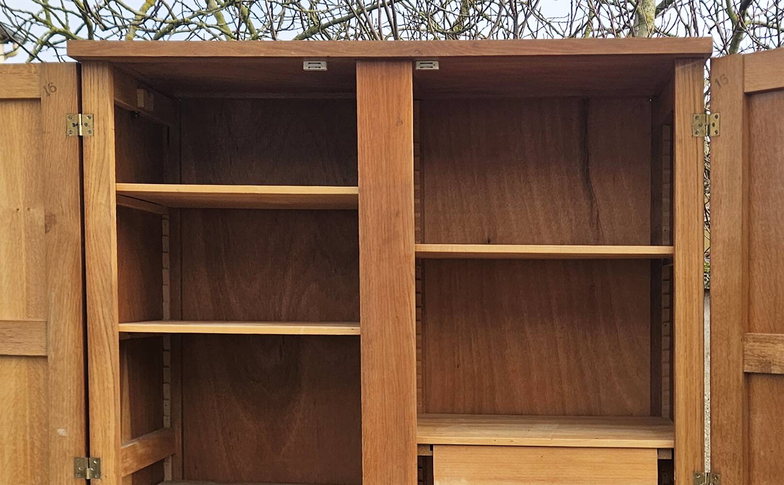 Wardrobe, shelves, oak, vintage, 1950s / 60s