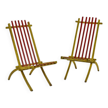 Paire de fauteuils Thonet Frères – Polychromie d'origine – 1930