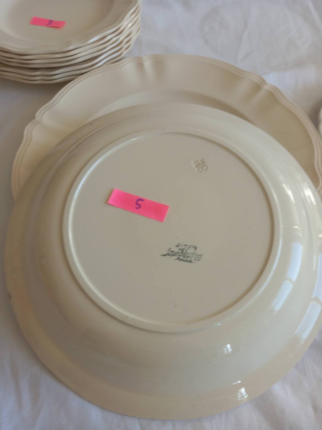 Old Sarreguemines Ivory Carved Service