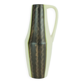 Vase en céramique vase du milieu du siècle modèle no. 232 beige vert marron motif vagues années 1950