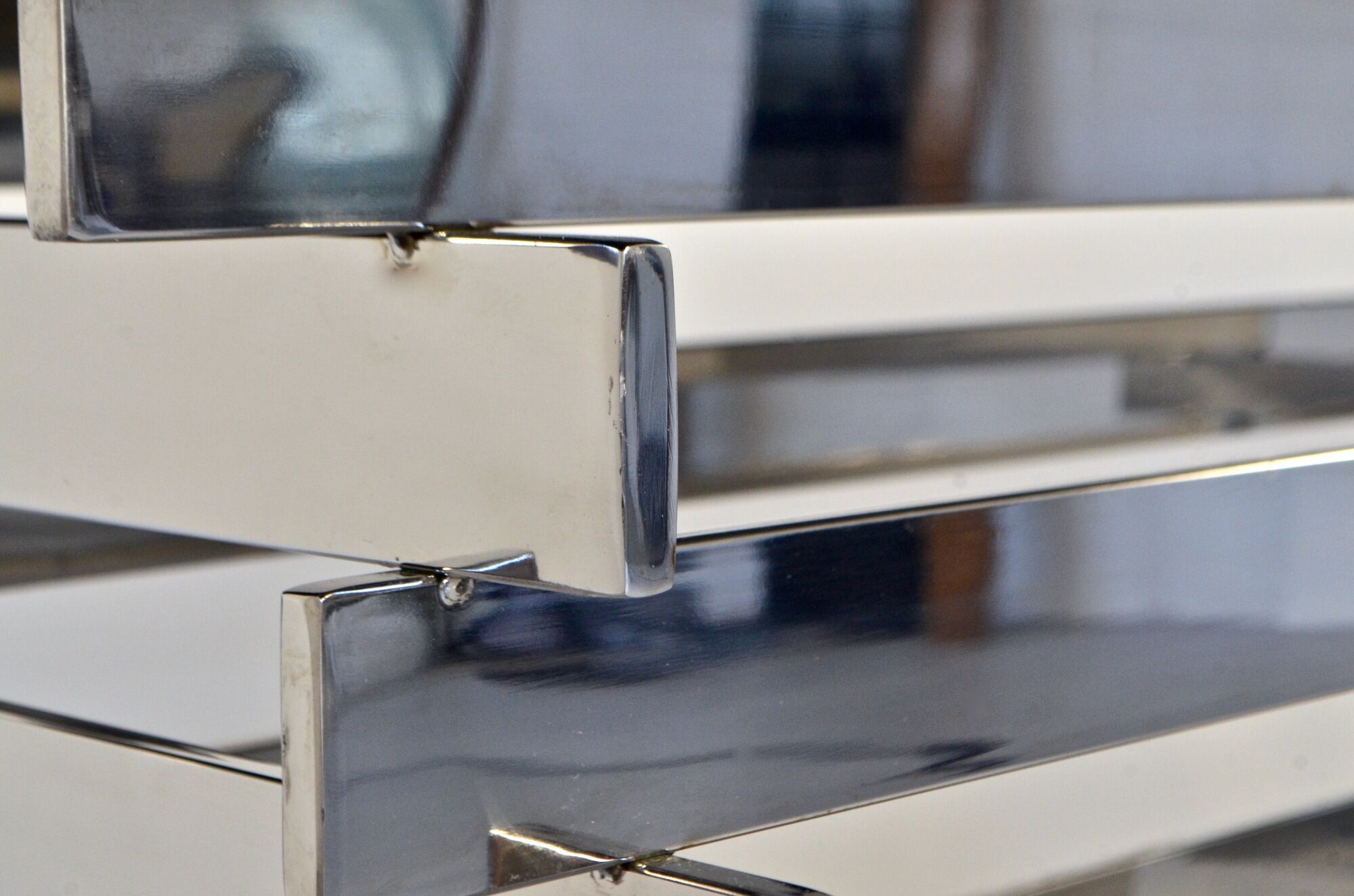 Italian stacked chrome and tinted glass console 1970