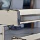 Italian stacked chrome and tinted glass console 1970