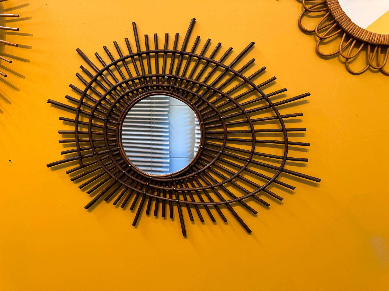Miroir vintage en rotin ortf