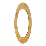 Mid-century Round Wall Mirror Italian Riviera in Raffia with a Bast Frame, 1950s