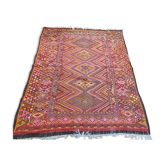 Vintage 1980's multicolored kilim rug in pure wool