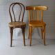 Set of 36 mismatched Bistrot chairs, 1920 to 1950, wooden seats.