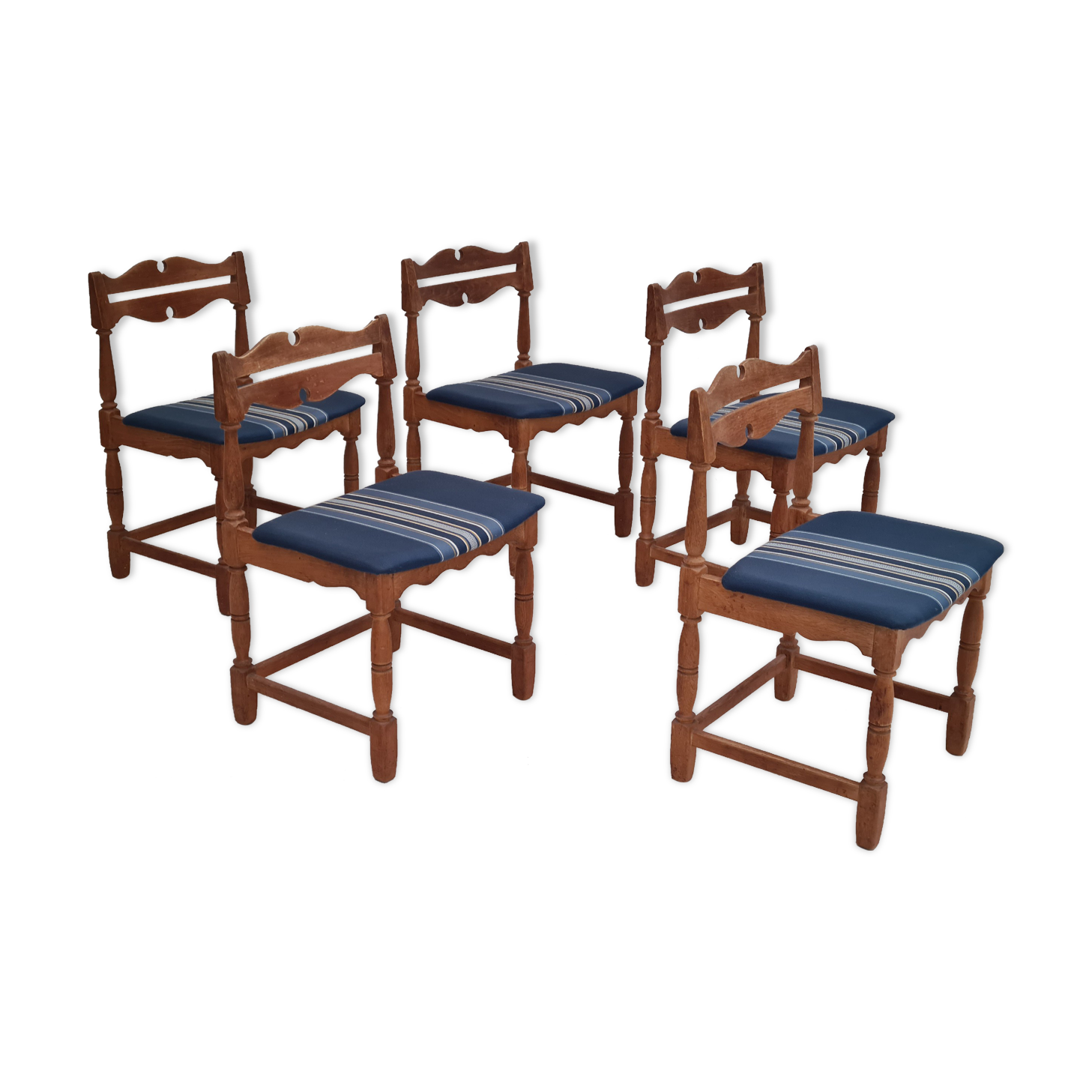 5 chairs in oak wood 1960