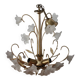 Italian flower chandelier in brass and glass