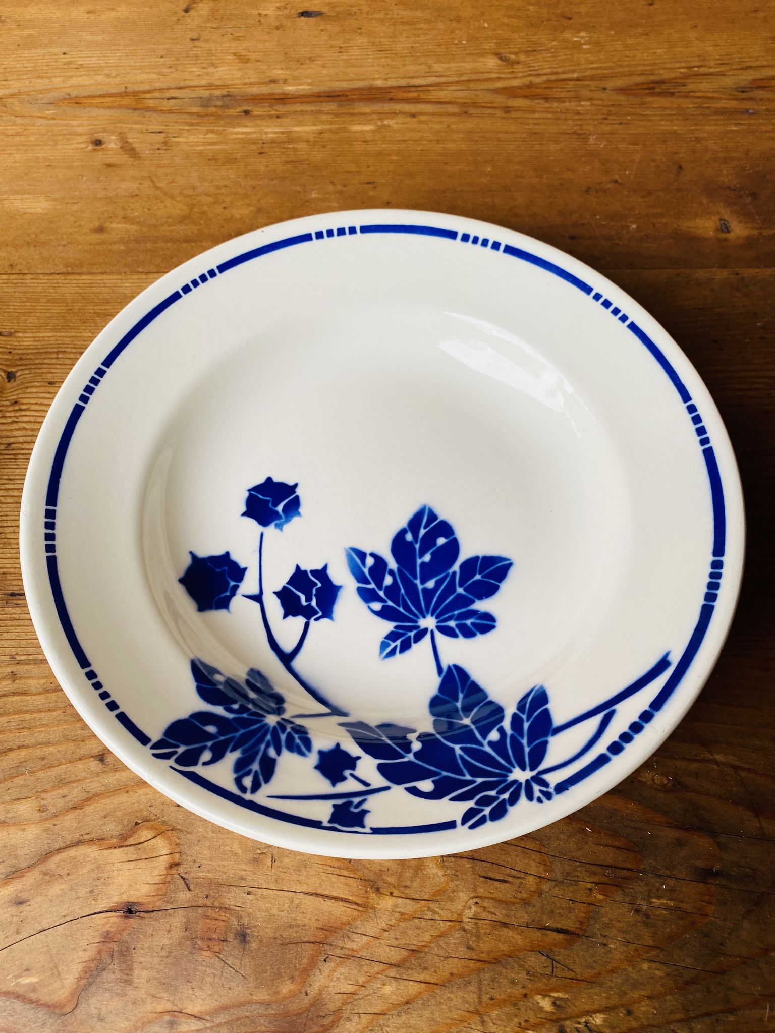 Set of 6 old hollow plates Badonvilleliers blue flower pattern