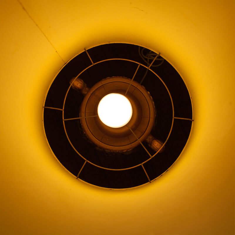 Of the 1970s vintage, foot in ceramic and fabric shade floor lamp