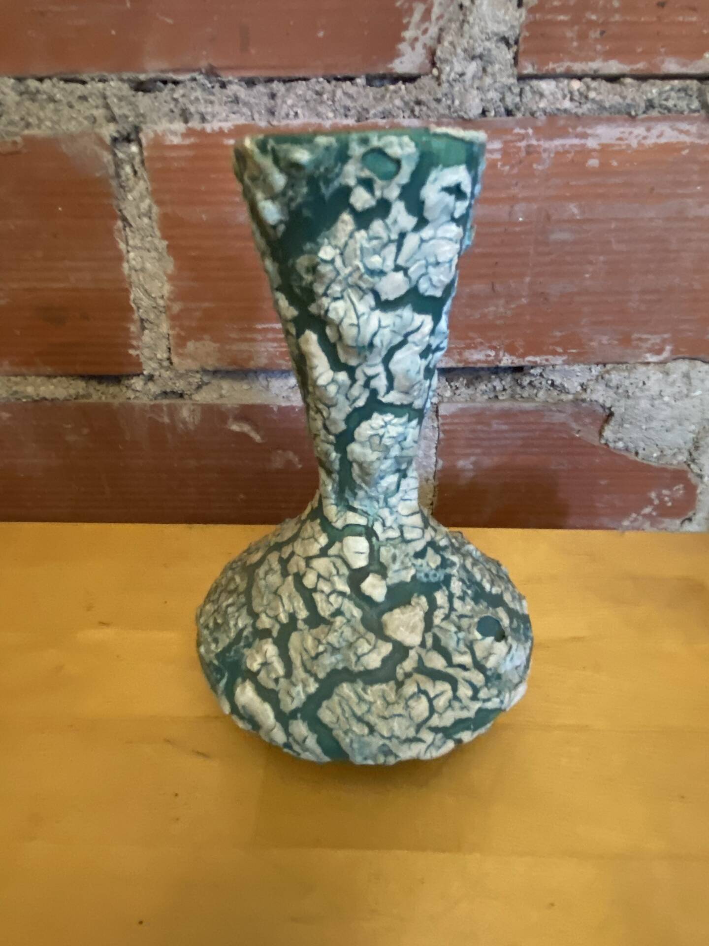 Ancient Vase CYCLOPE Charles CART Ceramic Fat Lava Green + Blue Vintage