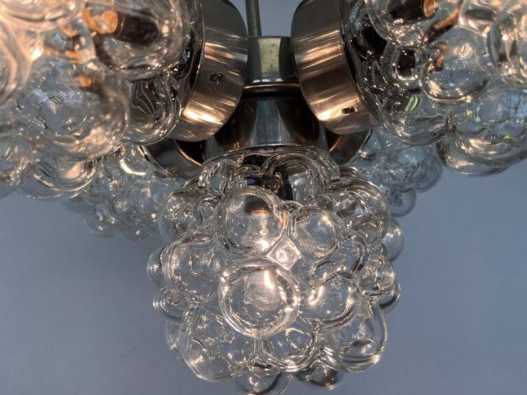 Design Glass and chrome pendant by Kamenicky Senov, Czechoslovakia, 1970s