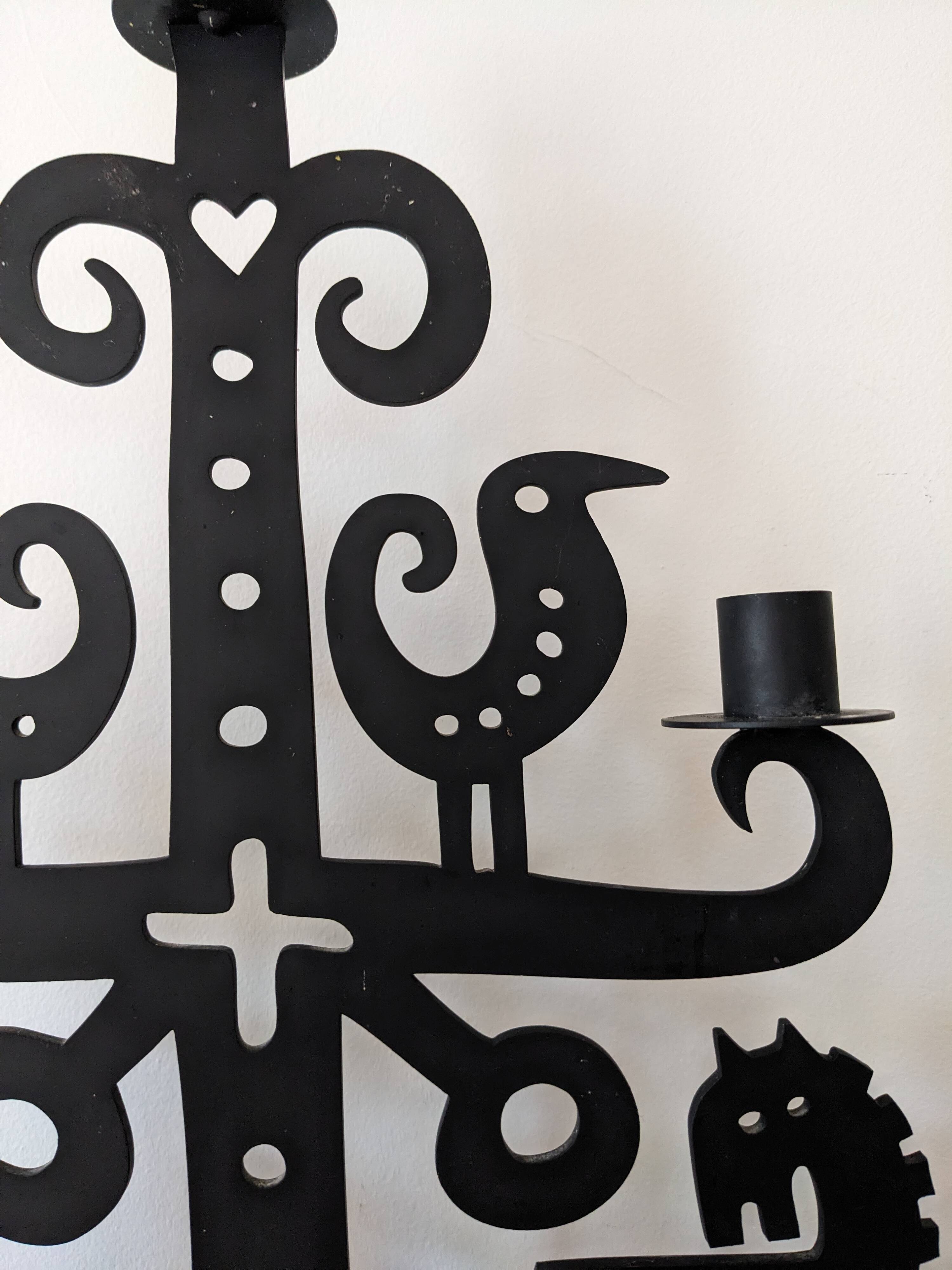 Wrought iron candlestick - height 53 cm