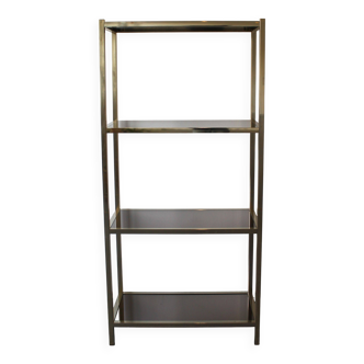 Smoked and mirrored glass shelf, Hollywood Regency style, 70s.