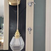 Frosted glass hexagonal suspension globe Art Deco