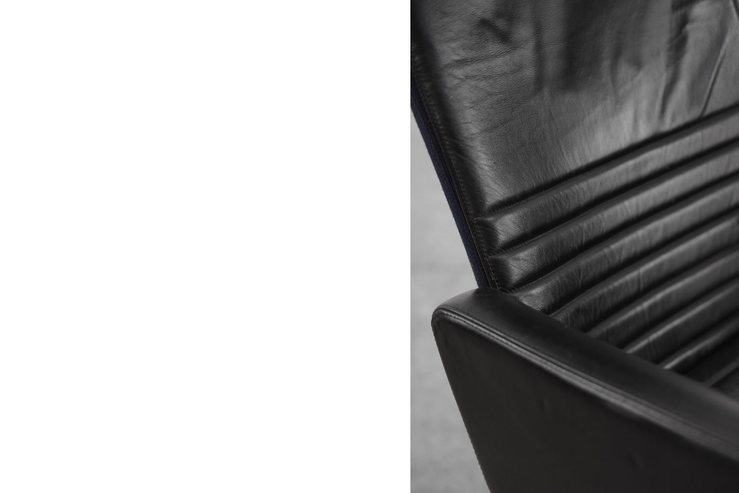 Mid-Century Rare Black Leather Scandinavian Armchair by Ire Möbel, 1970s, Set of 2