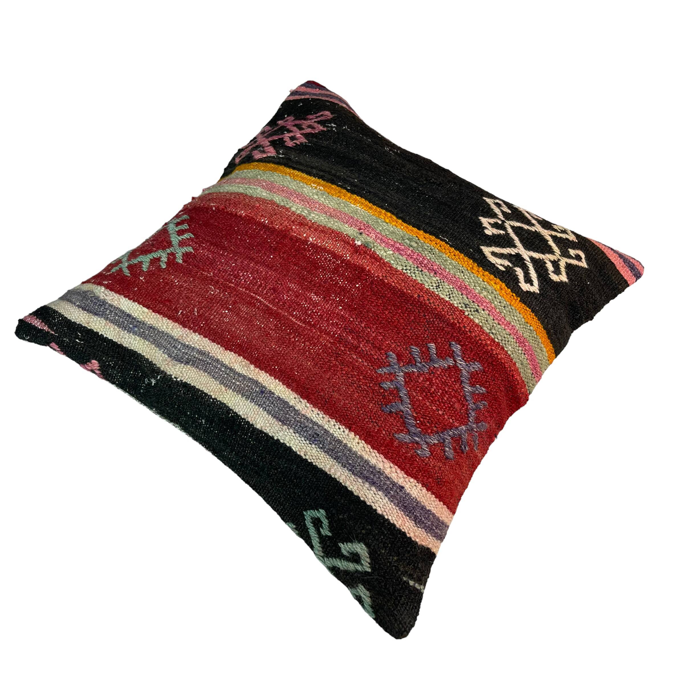 VINTAGE TURKISH KILIM CUSHION COVER , 45 X 45 CM