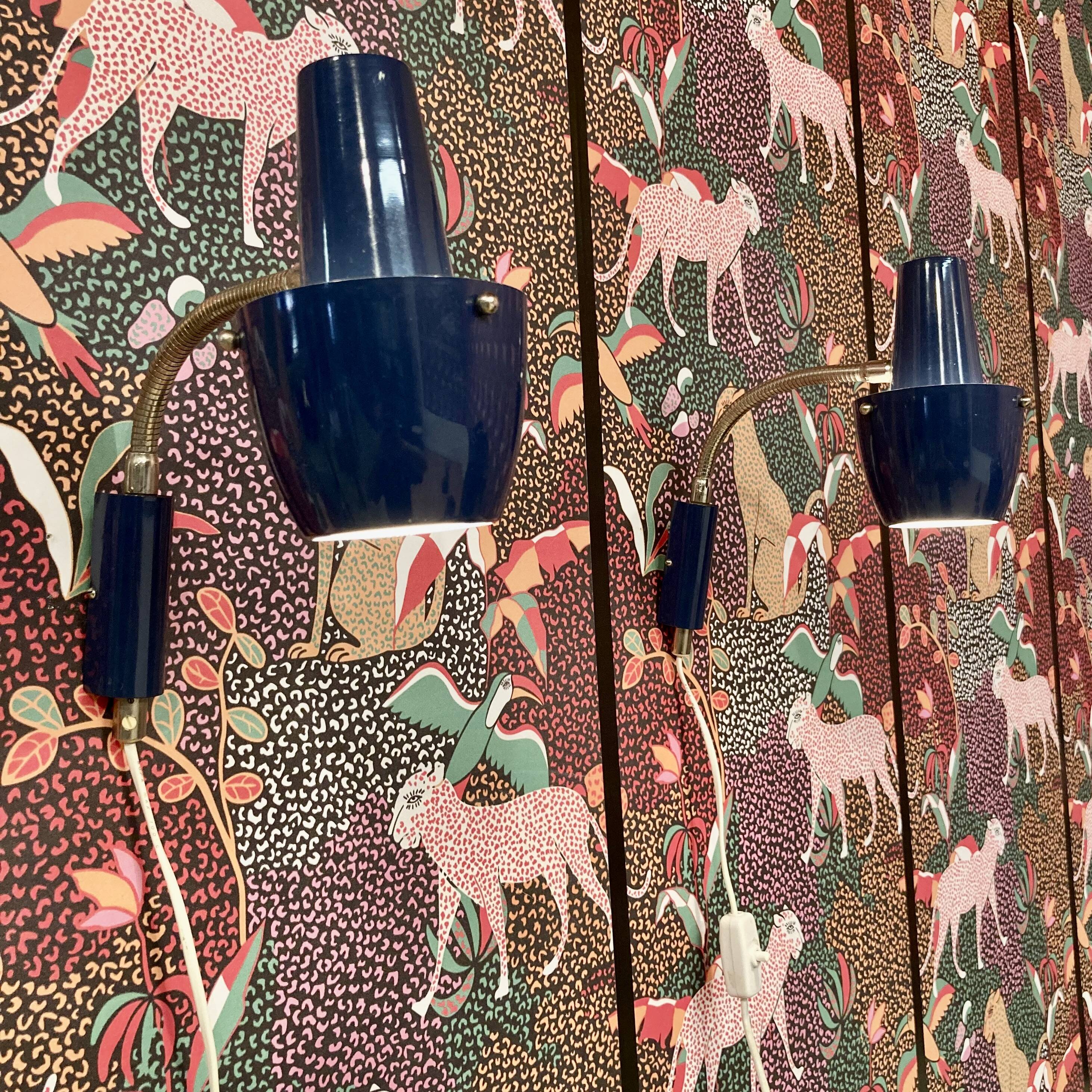 Pair of Scandinavian design wall lights from the 1950s.