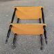 Desserte vintage palissandre double plateau doré sur roulettes 71cm