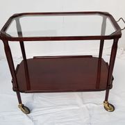 Serving trolley table on wheels vintage 2 trays