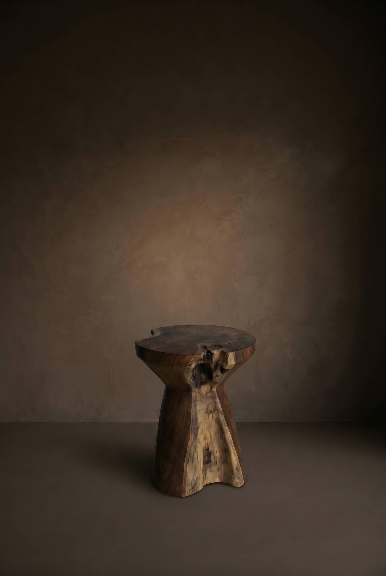 KARA side table stool in hand-carved solid recycled teak