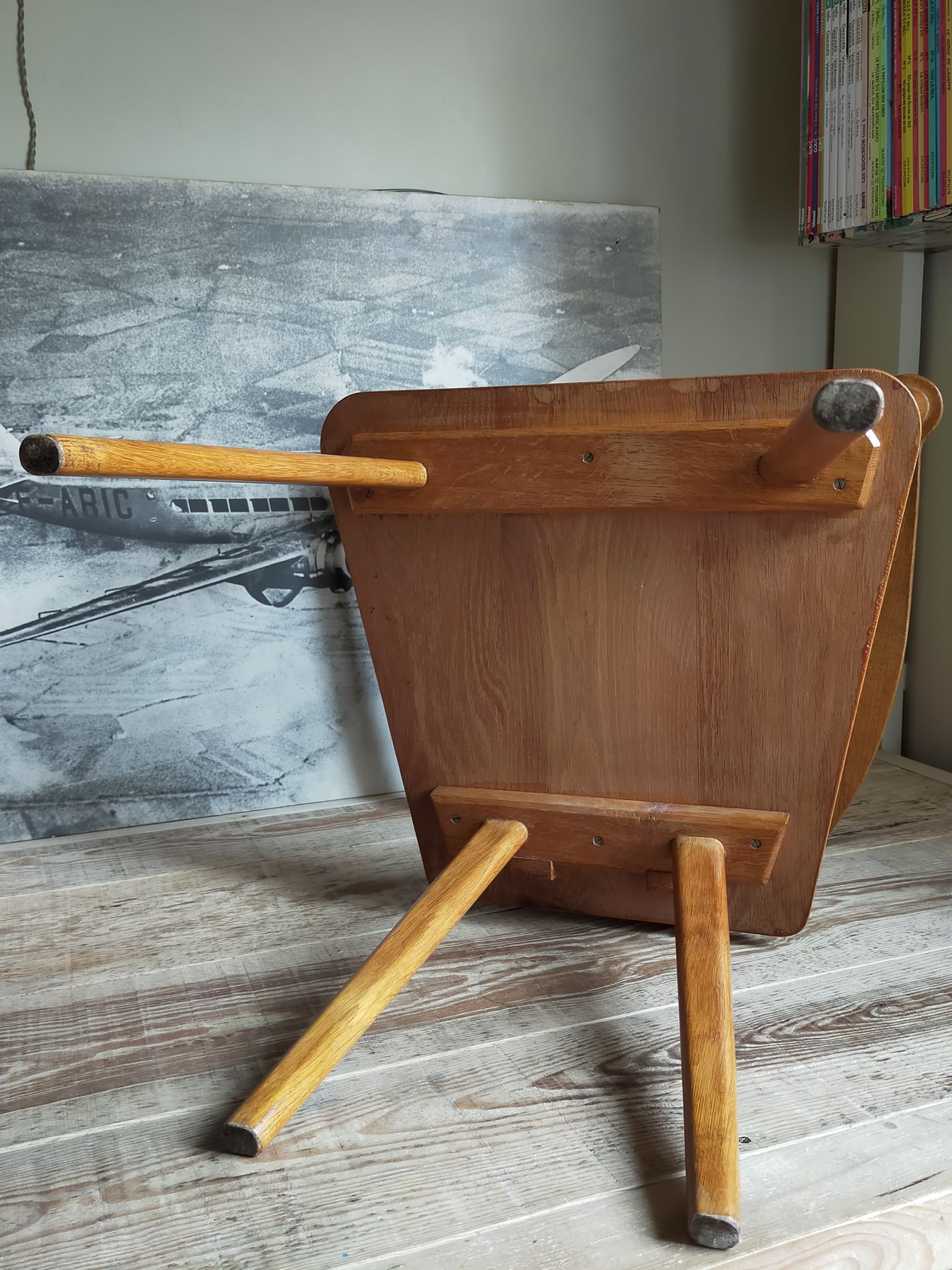 Art-popular armchair 50s in solid wood