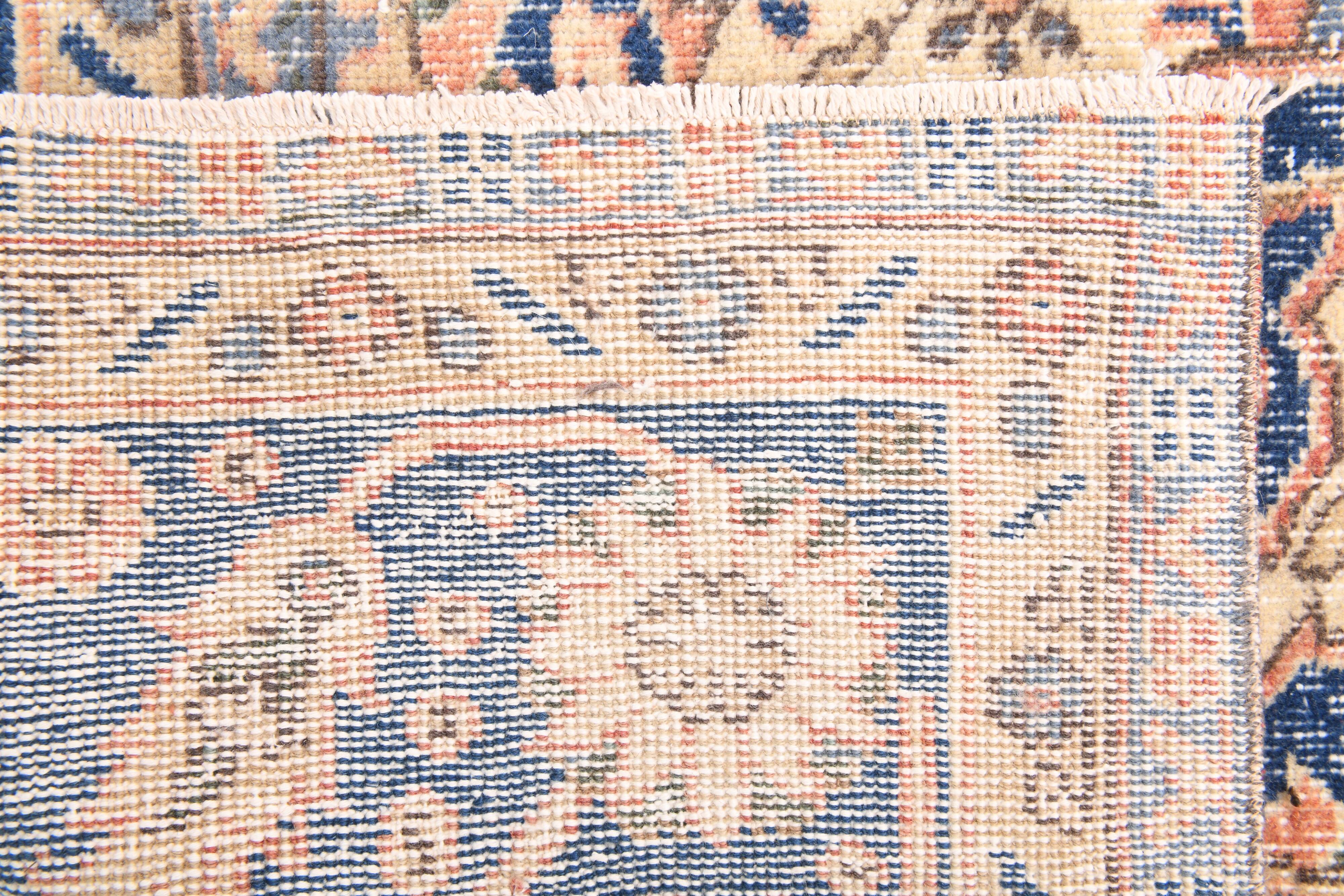Orange & blue oriental turkish vintage rug