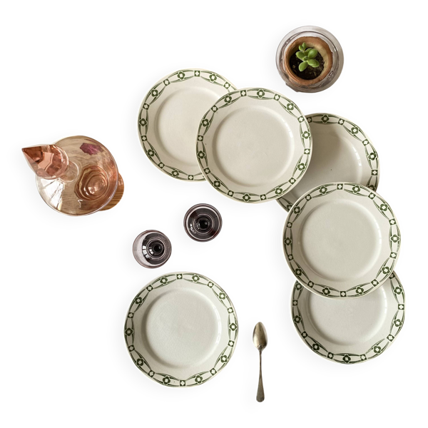 6 assiettes dessert terre de fer Creil et Montereau Labrador modèle Annecy