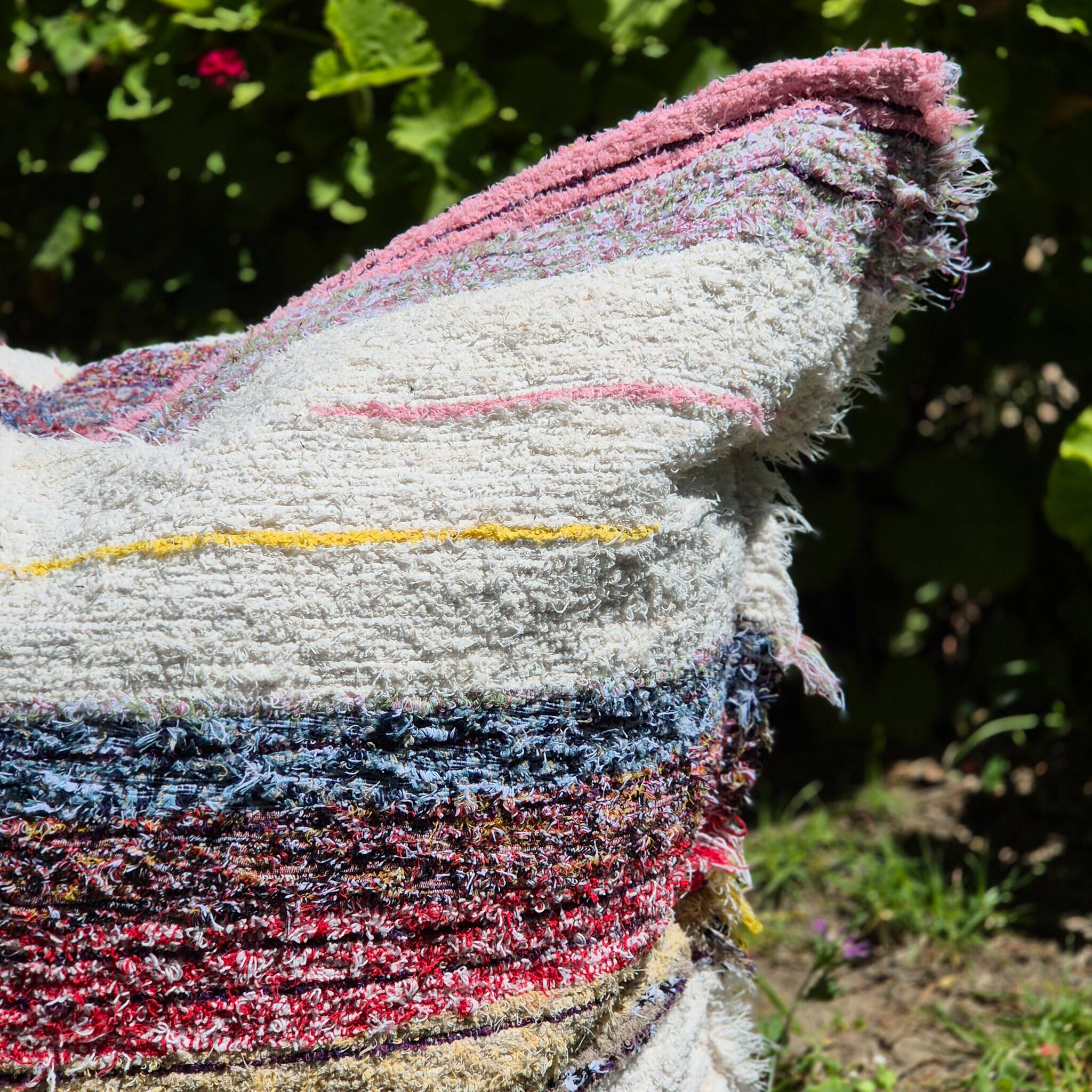 Housse de pouf artisanal - tissé main coton recyclé - 120 x 120