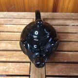 Old vintage black ceramic elephant shaped teapot #a474