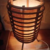 Cylindrical rattan lamp by Louis Sognot